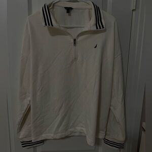 Nautica Cream Pullover with Striped Detail